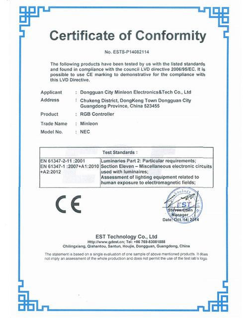  Certificato NEC 
